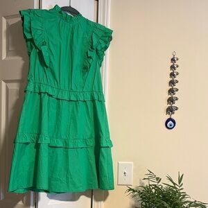 Pinch Green Ruffle Tiered Sleeveless Dress
